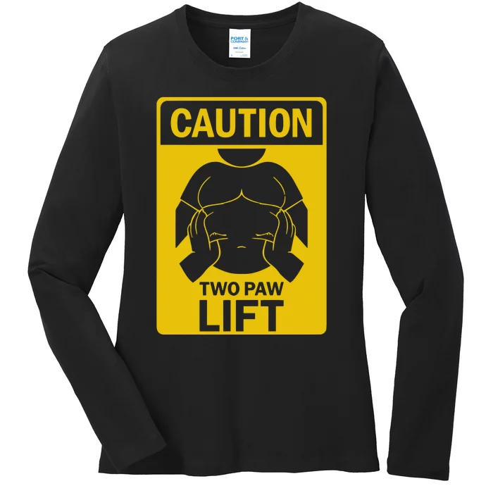 Burrlife Caution Two Paw Lift Ladies Long Sleeve Shirt