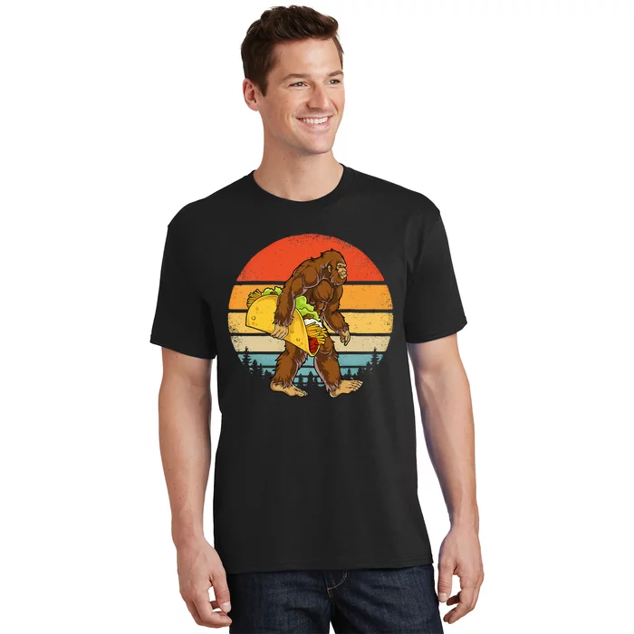 Bigfoot Carrying Taco Funny Cinco de Mayo Sasquatch T-Shirt