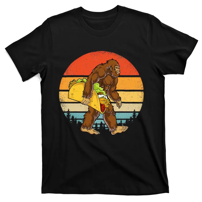 Bigfoot Carrying Taco Funny Cinco de Mayo Sasquatch T-Shirt