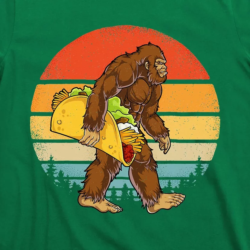 Bigfoot Carrying Taco Funny Cinco de Mayo Sasquatch T-Shirt