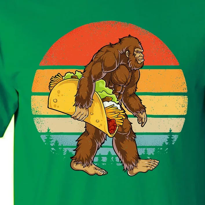 Bigfoot Carrying Taco Funny Cinco de Mayo Sasquatch Tall T-Shirt