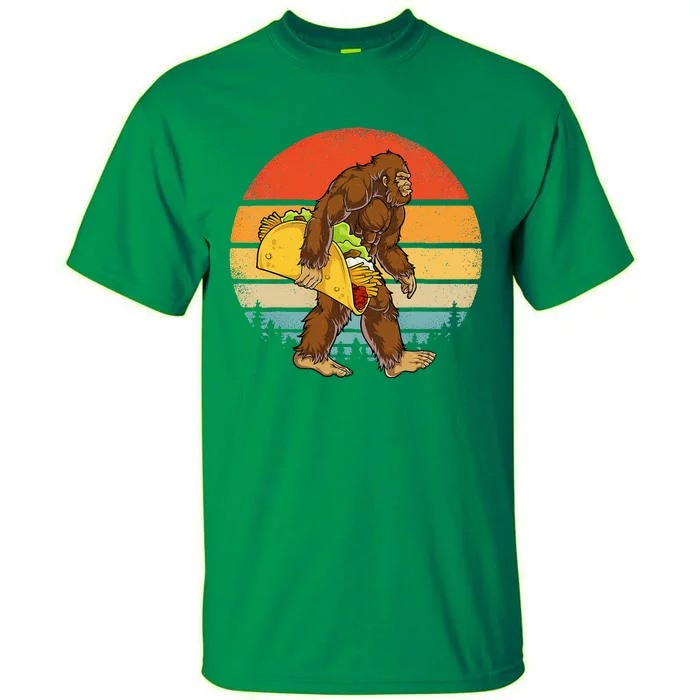 Bigfoot Carrying Taco Funny Cinco de Mayo Sasquatch Tall T-Shirt