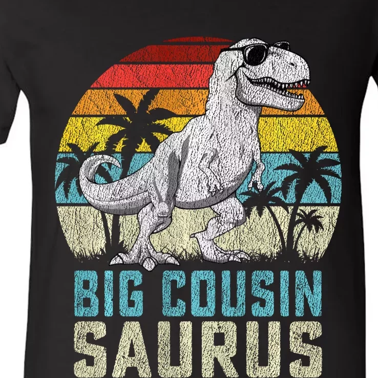 Big Cousinsaurus T Rex Dinosaur Big Cousin Saurus Family Long Sleeve V-Neck T-Shirt