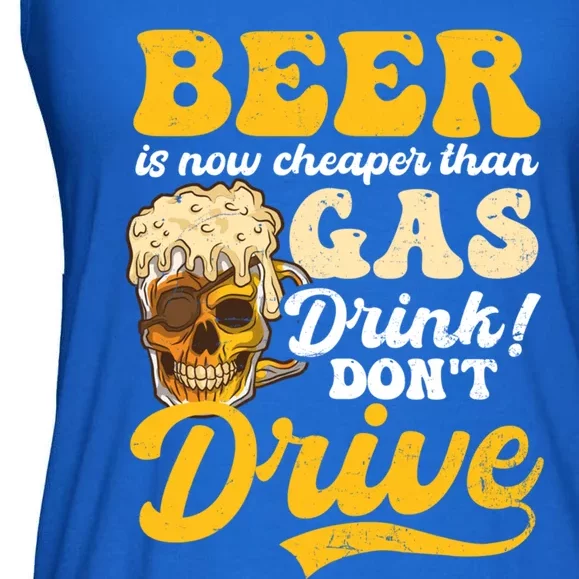 Beer Cheaper Than Gas Design Bbq Beer Freedom Gift Ladies Essential Flowy Tank