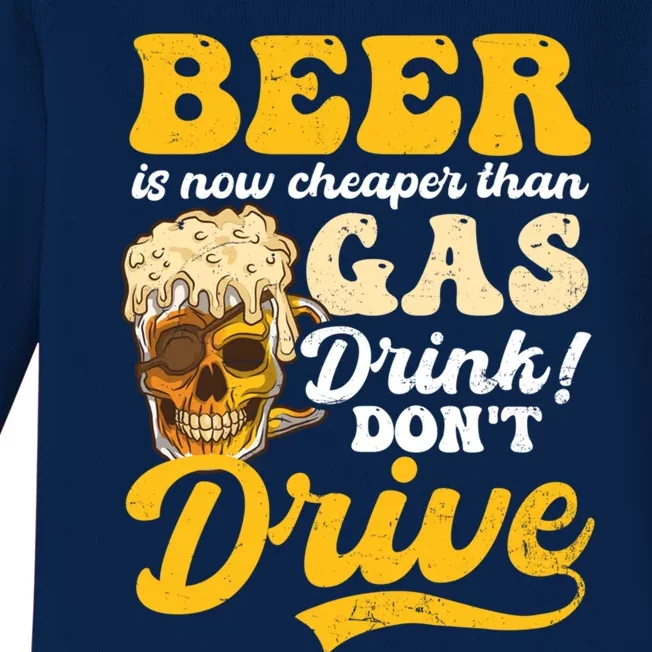 Beer Cheaper Than Gas Design Bbq Beer Freedom Gift Baby Long Sleeve Bodysuit