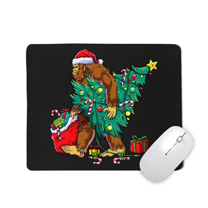 Bigfoot Christmas Tree Lights Xmas Sasquatch Lovers Mousepad