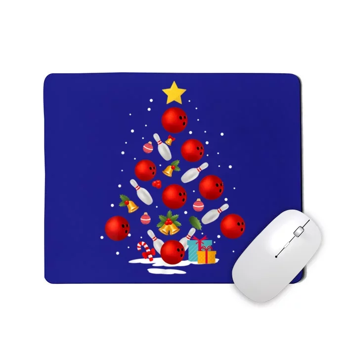 Bowling Christmas Tree Funny Xmas Family Matching Gift Mousepad