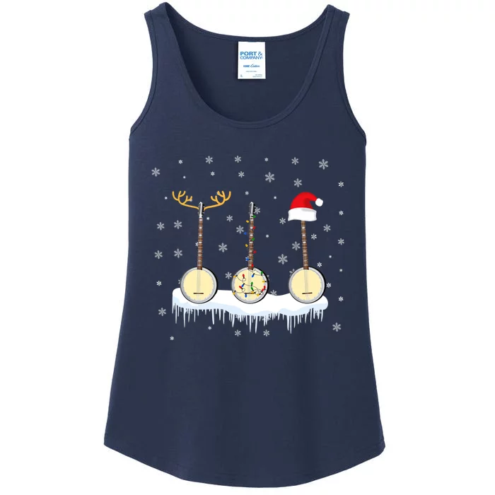 Banjo Christmas Tree With Santa Hat Xmas Ladies Essential Tank