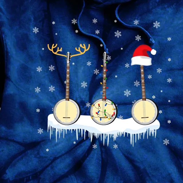 Banjo Christmas Tree With Santa Hat Xmas Tie Dye Hoodie