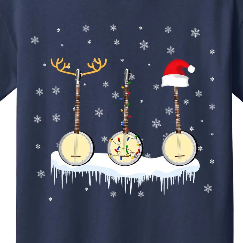 Banjo Christmas Tree With Santa Hat Xmas Kids T-Shirt