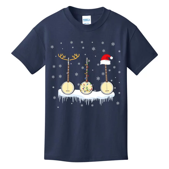 Banjo Christmas Tree With Santa Hat Xmas Kids T-Shirt