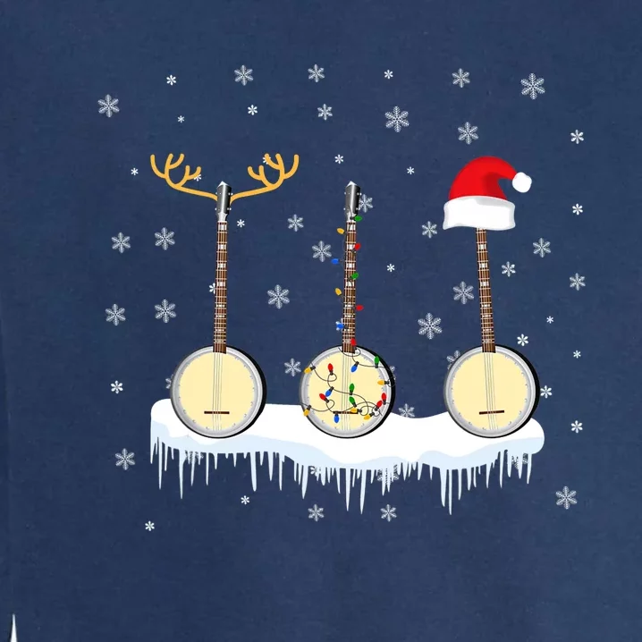 Banjo Christmas Tree With Santa Hat Xmas Garment-Dyed Sweatshirt