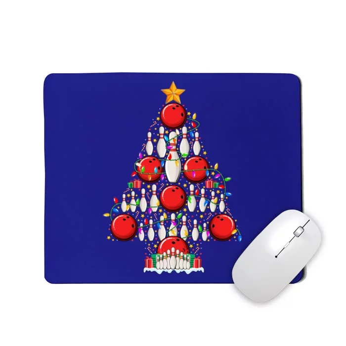 Bowling Christmas Tree Lights Bowler Bowling Player Xmas Gift Mousepad