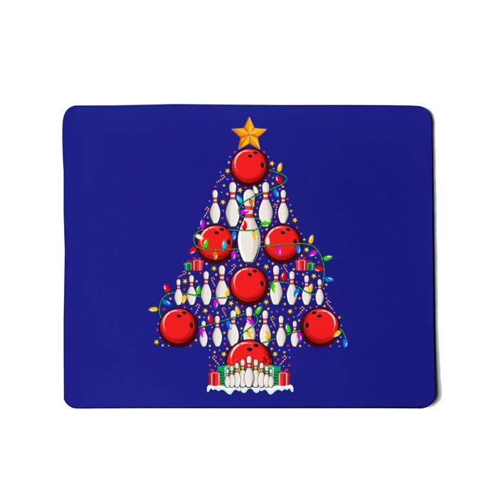 Bowling Christmas Tree Lights Bowler Bowling Player Xmas Gift Mousepad