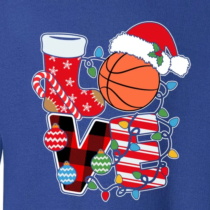 Basketball Christmas Tree Lights Cute Basketball Player Xmas Gift Toddler Sweatshirt