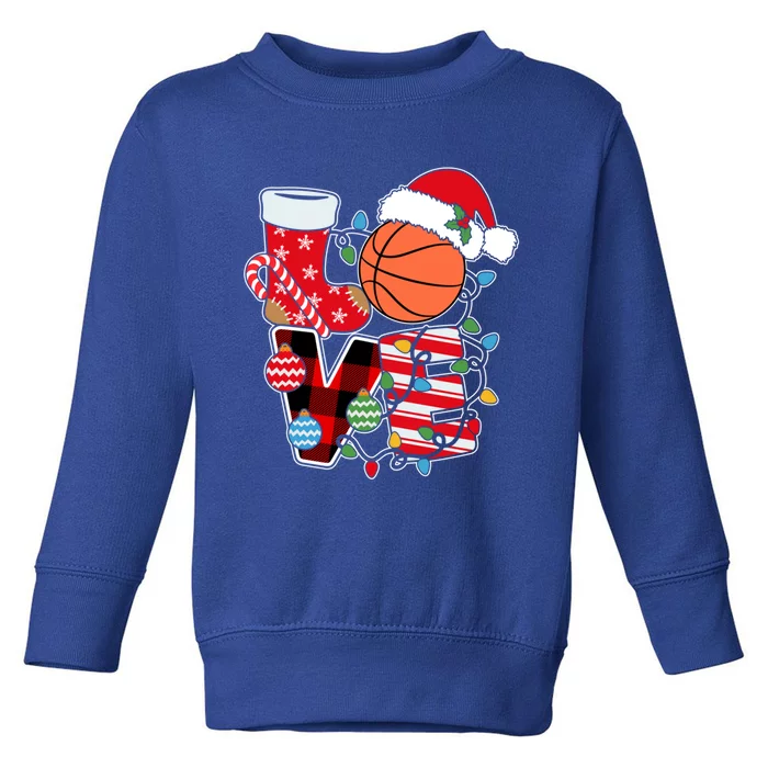 Basketball Christmas Tree Lights Cute Basketball Player Xmas Gift Toddler Sweatshirt