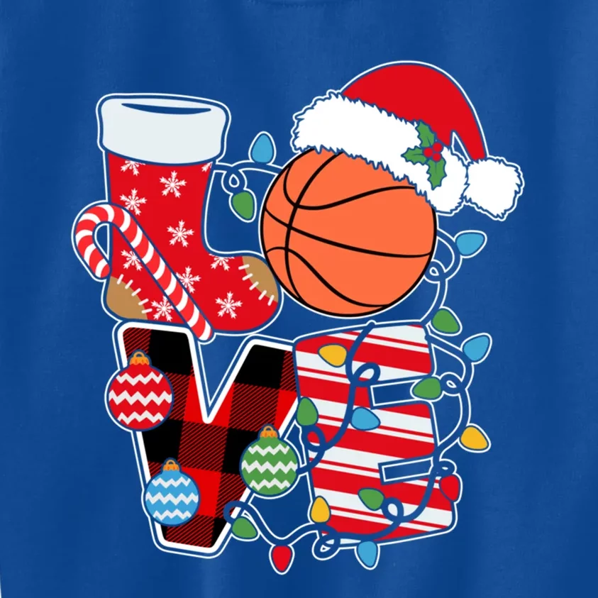 Basketball Christmas Tree Lights Cute Basketball Player Xmas Gift Kids Sweatshirt