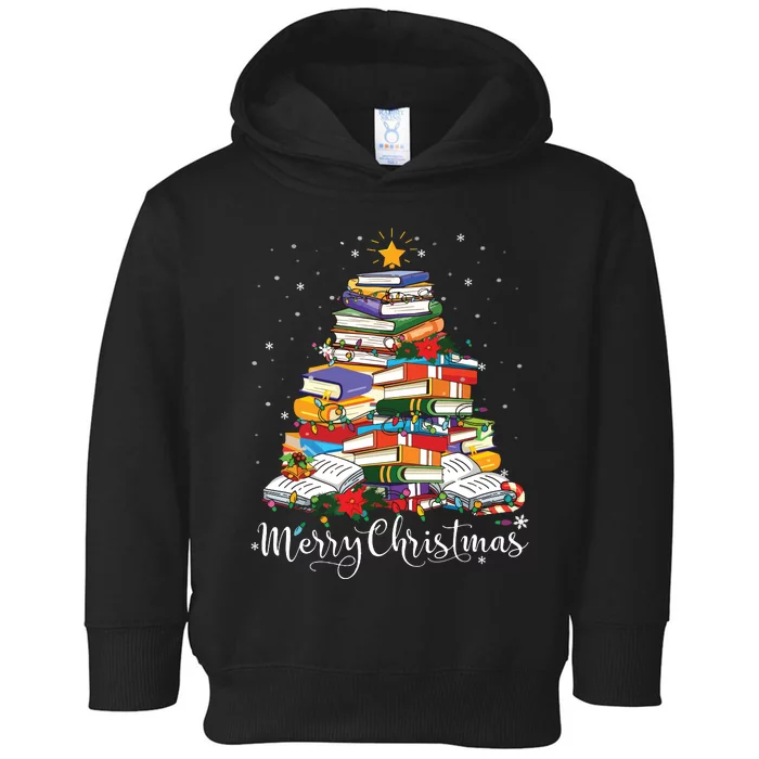 Books Christmas Tree Funny Love Reading Book Lover Librarian Toddler Hoodie