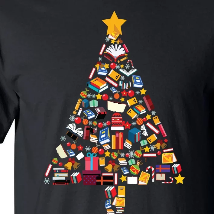 Books Christmas Tree Reading Club Librarian Library Xmas Tall T-Shirt