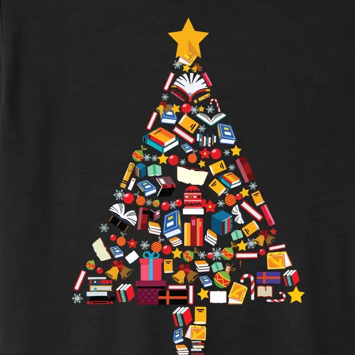 Books Christmas Tree Reading Club Librarian Library Xmas ChromaSoft Performance T-Shirt