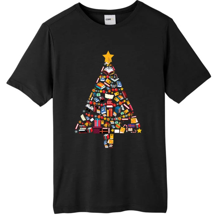 Books Christmas Tree Reading Club Librarian Library Xmas ChromaSoft Performance T-Shirt