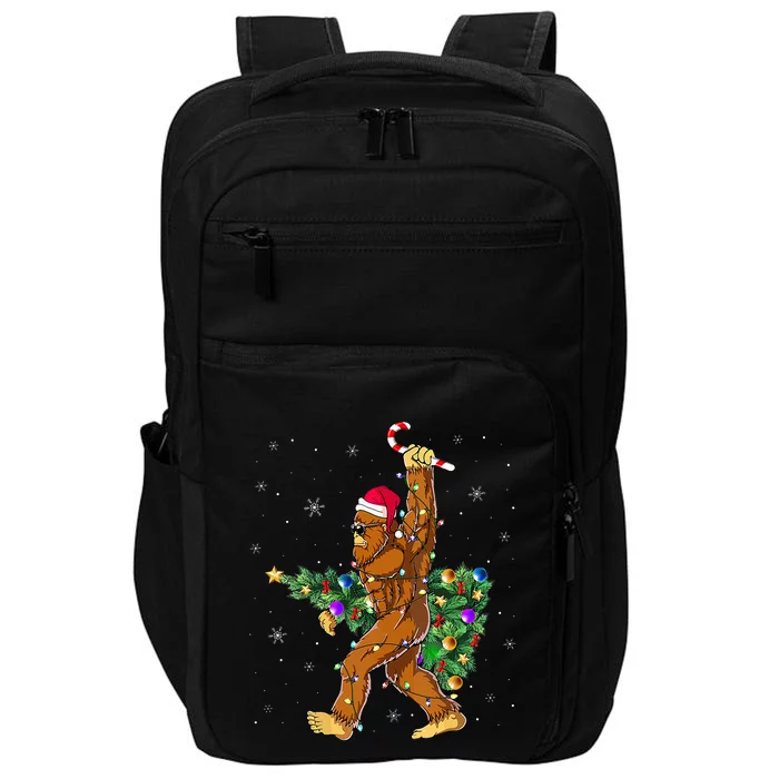 Bigfoot Christmas Tree Lights XmasSasquatch Lovers Impact Tech Backpack