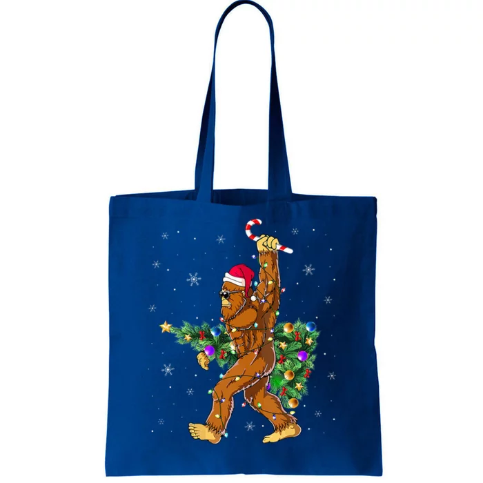 Bigfoot Christmas Tree Lights XmasSasquatch Lovers Tote Bag