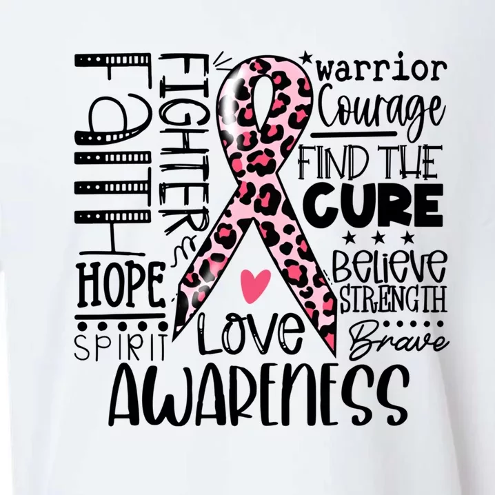 Breast Cancer Typography Pink Ribbon Breast Cancer Awareness Cool Gift Sueded Cloud Jersey T-Shirt