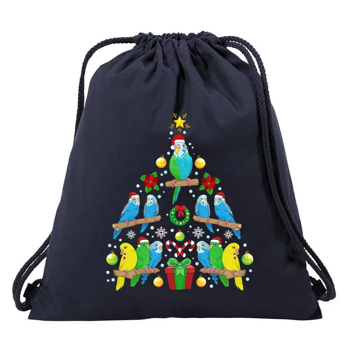 Budgie Christmas Tree Bird Christmas Present Gift Drawstring Bag