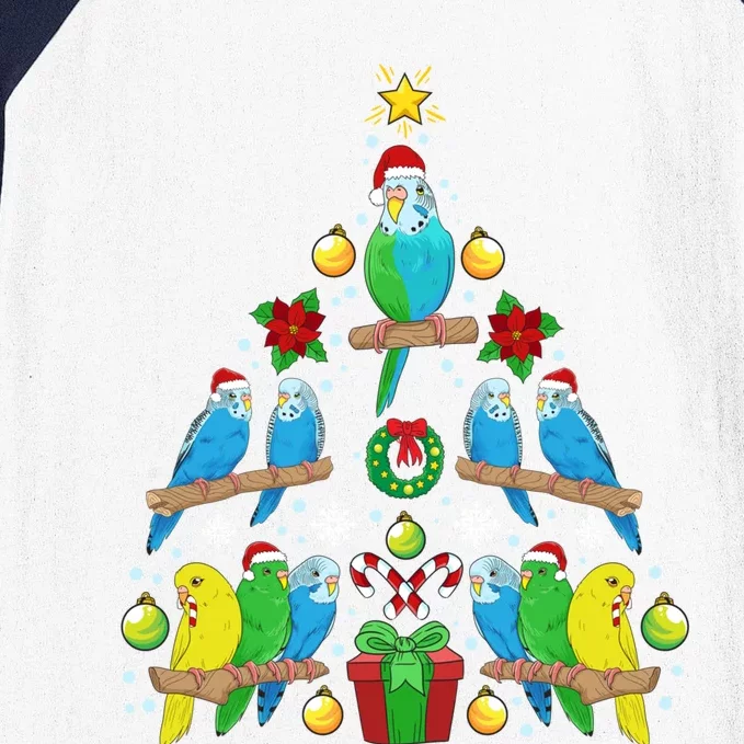 Budgie Christmas Tree Bird Christmas Present Gift Baseball Sleeve Shirt