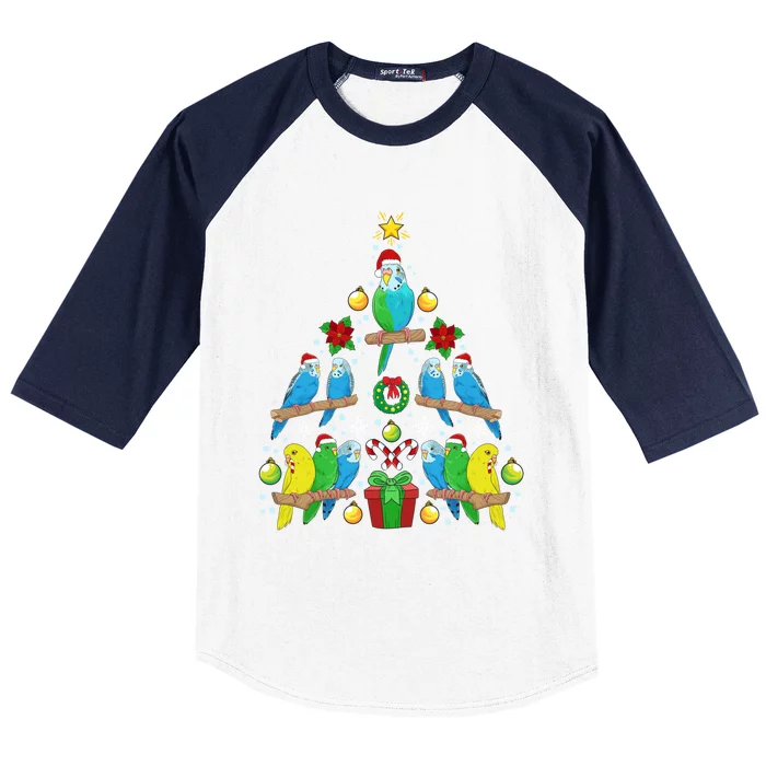 Budgie Christmas Tree Bird Christmas Present Gift Baseball Sleeve Shirt