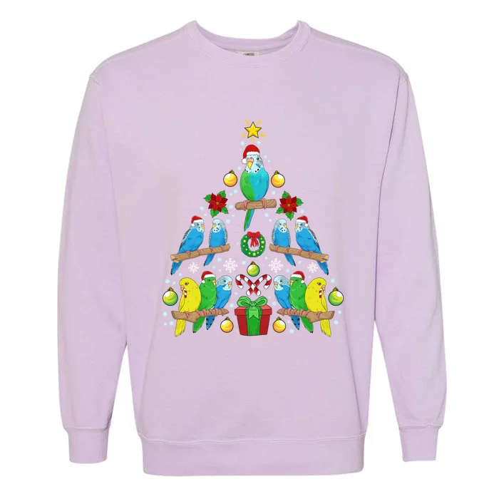 Budgie Christmas Tree Bird Christmas Present Gift Garment-Dyed Sweatshirt