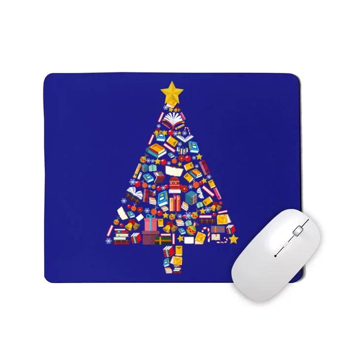 Books Christmas Tree Reading Club Librarian Library Xmas Gift Mousepad