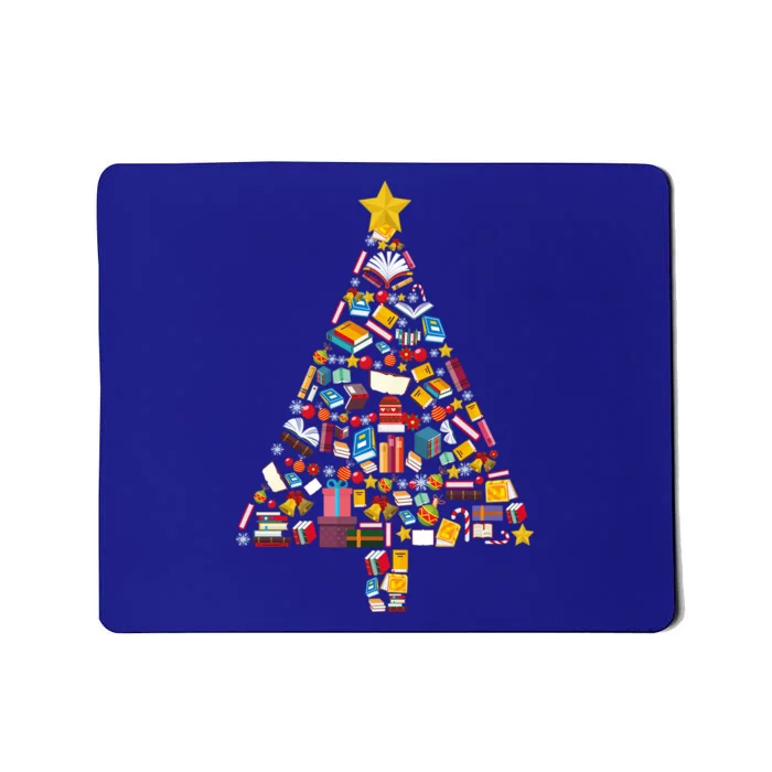 Books Christmas Tree Reading Club Librarian Library Xmas Gift Mousepad