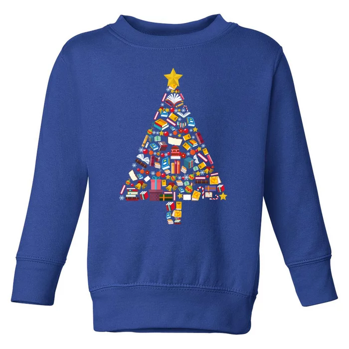 Books Christmas Tree Reading Club Librarian Library Xmas Gift Toddler Sweatshirt