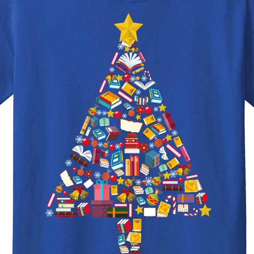 Books Christmas Tree Reading Club Librarian Library Xmas Gift Kids T-Shirt