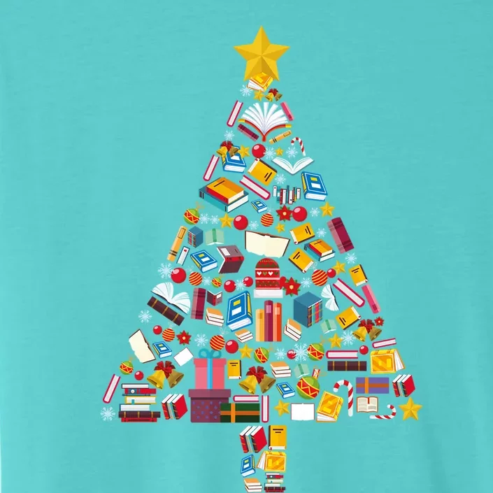 Books Christmas Tree Reading Club Librarian Library Xmas Gift ChromaSoft Performance T-Shirt