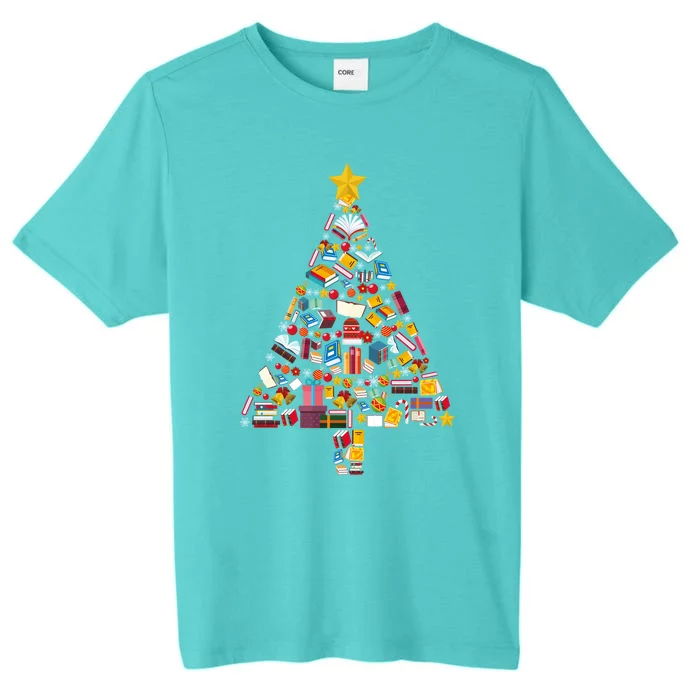 Books Christmas Tree Reading Club Librarian Library Xmas Gift ChromaSoft Performance T-Shirt