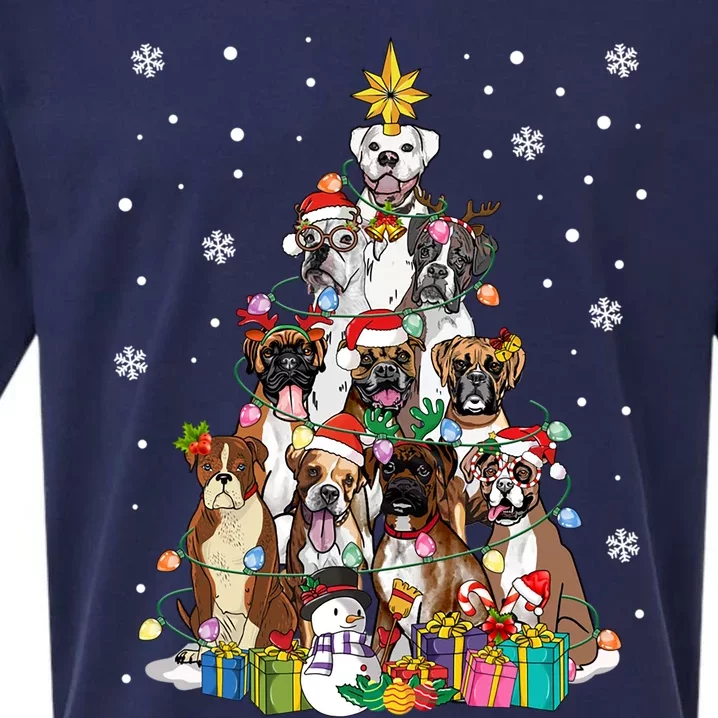 Boxers Christmas Tree Santa Boxers Mom Dog Lover Christmas Gift Sueded Cloud Jersey T-Shirt