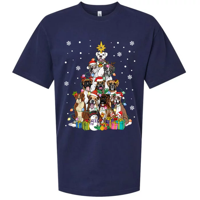 Boxers Christmas Tree Santa Boxers Mom Dog Lover Christmas Gift Sueded Cloud Jersey T-Shirt