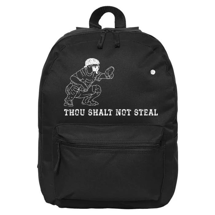 Baseball Catcher Thou Shalt Not Steal Christian Player Coach 16 in Basic Backpack