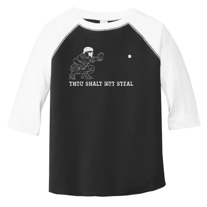 Baseball Catcher Thou Shalt Not Steal Christian Player Coach Toddler Fine Jersey T-Shirt