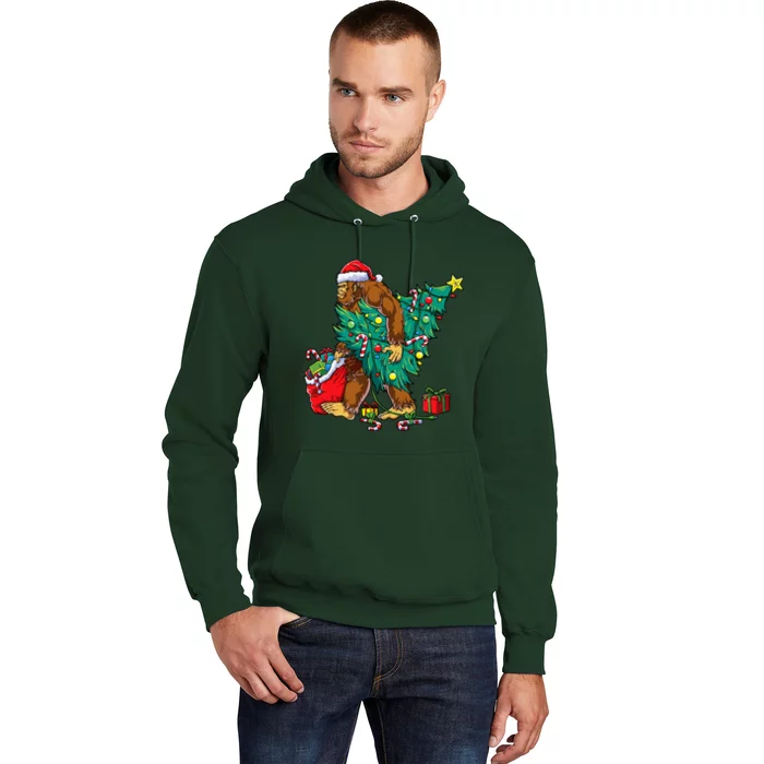 Bigfoot Christmas Tree Lights Xmas Sasquatch Lovers Hoodie