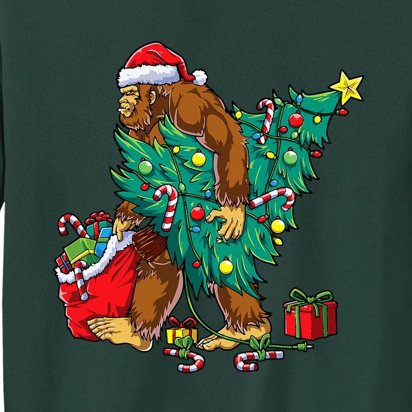 Bigfoot Christmas Tree Lights Xmas Sasquatch Lovers Tall Sweatshirt