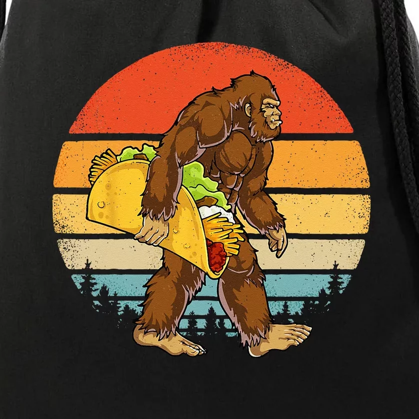 Bigfoot Carrying Taco Funny Cinco de Mayo Sasquatch Drawstring Bag