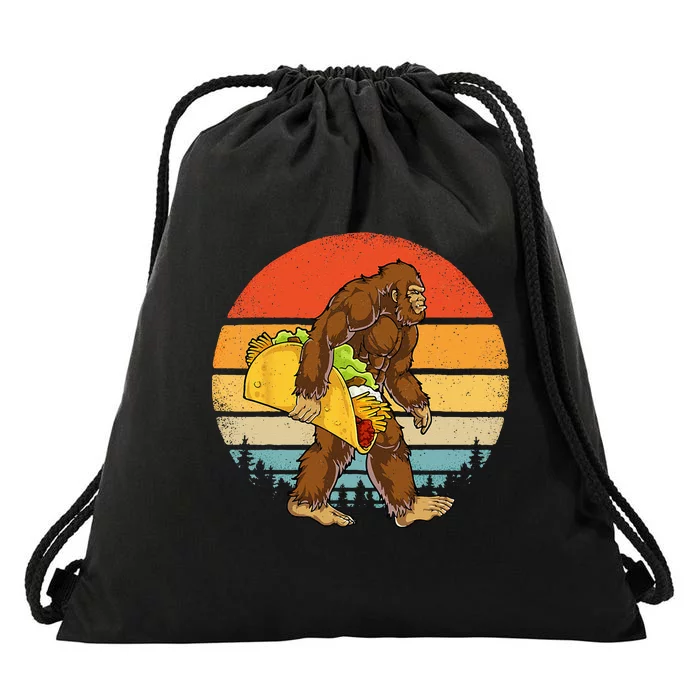 Bigfoot Carrying Taco Funny Cinco de Mayo Sasquatch Drawstring Bag