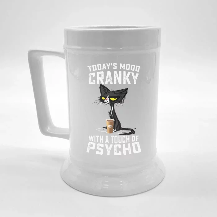 Black Cat Todays Mood Cranky With A Touch Of Psycho Front & Back Beer Stein