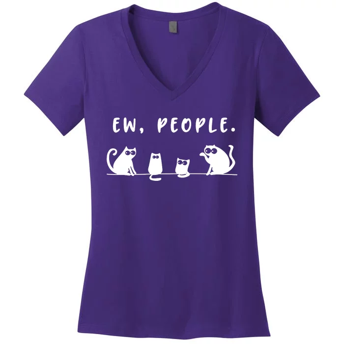 Black Cat Team Ew People Women's V-Neck T-Shirt