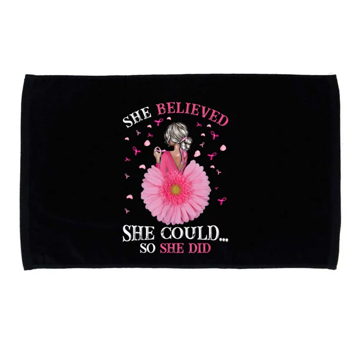 Breast Cancer Tee She Believed She Could So That She Did Gift Microfiber Hand Towel