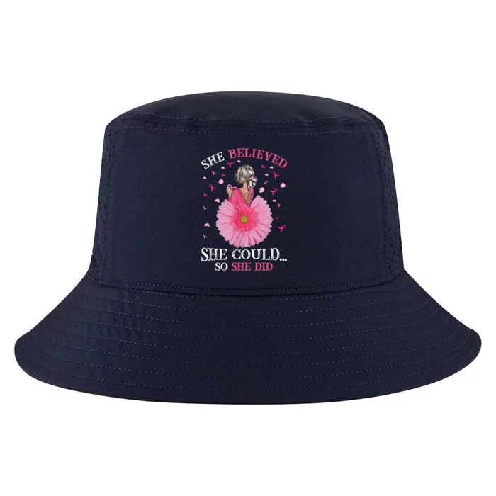 Breast Cancer Tee She Believed She Could So That She Did Gift Cool Comfort Performance Bucket Hat